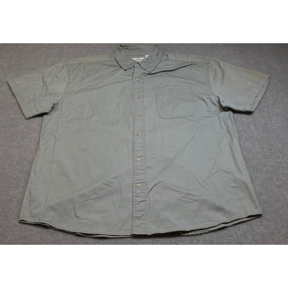 NWT Knightsbridge Button Up Shirt Men Large Green Short Sleeve Cotton Pocket